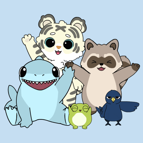 a group of cartoon animals including a tiger and a raccoon