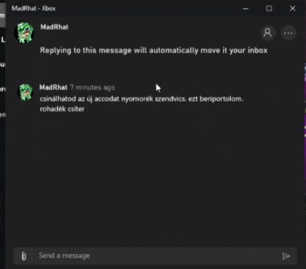 a computer screen with a message from madrhat on it