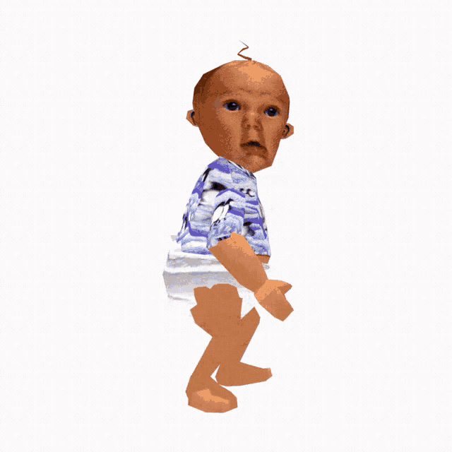 a baby wearing a shirt with penguins on it is walking