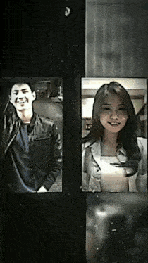 a man and a woman are having a video call on a phone .