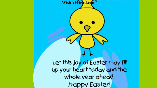 an easter card with a yellow chick and the words " let this joy of easter may fill up your heart today and the whole year ahead