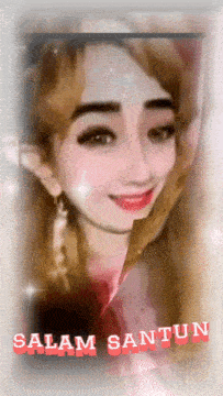a picture of a woman with the words salam santun on the bottom right
