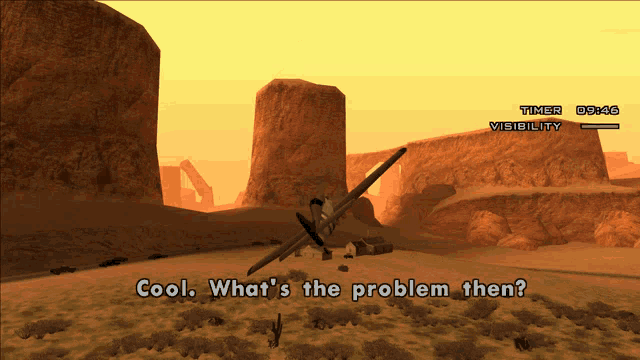 a screenshot of a video game with the words cool what 's the problem then on the bottom right