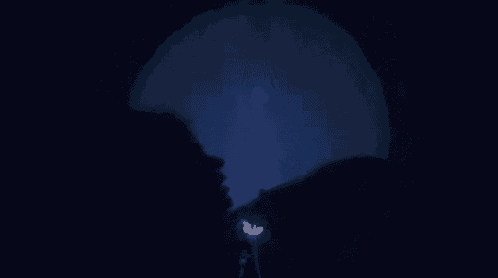 a silhouette of a person holding a torch in a dark room