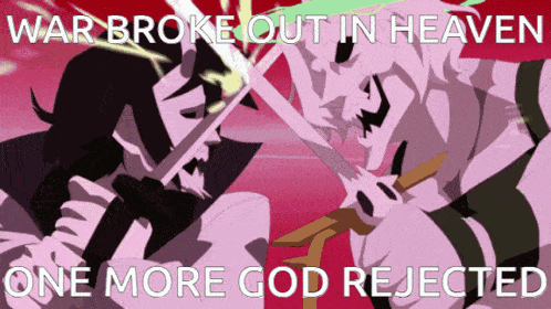 a poster that says war broke out in heaven one more god rejected on it