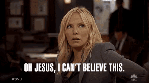 a woman says " oh jesus i can 't believe this "