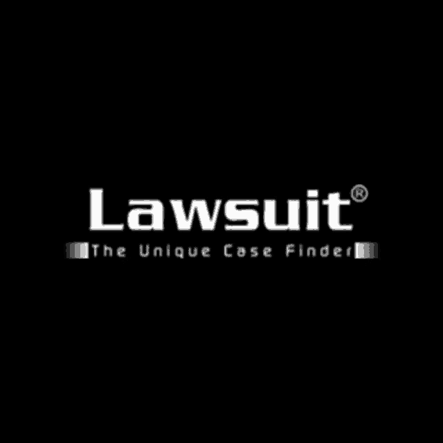 a logo for lawsuit the unique case finder on a black background
