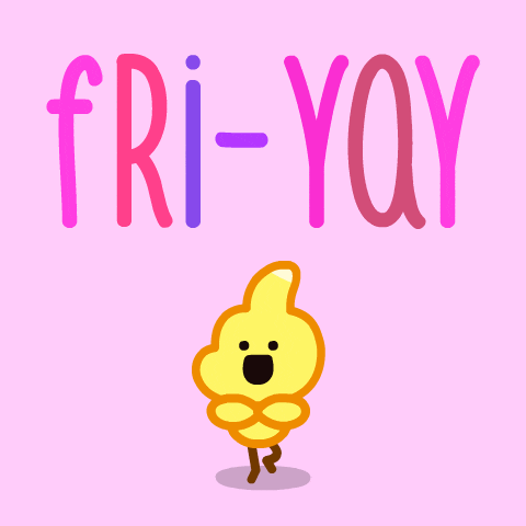 a pink background with the words fri- yay and a yellow duck