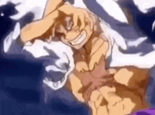a close up of a cartoon character without a shirt in the water .