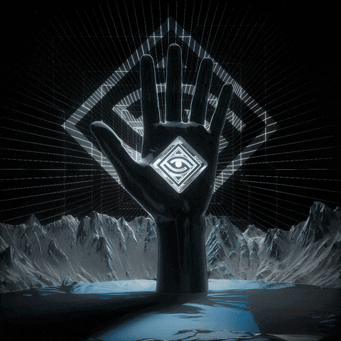 a hand with an all seeing eye in the middle