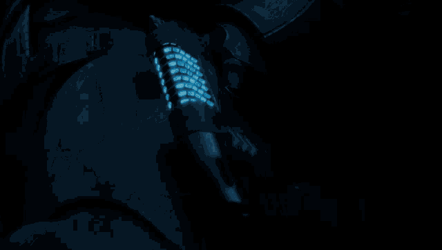a blue light is shining through a doorway