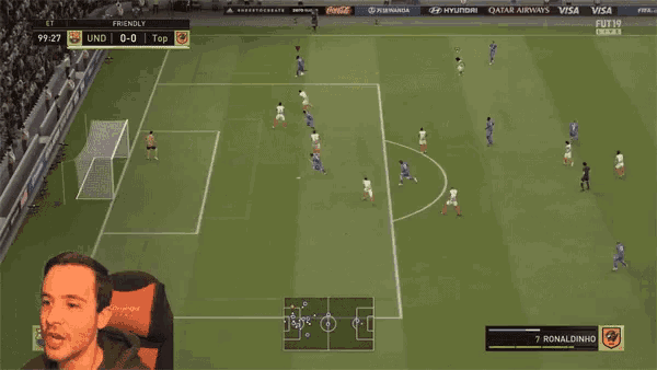 a soccer game is being played on the fut 19 live stream