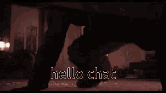 a video of a person kissing with the words hello chat below them
