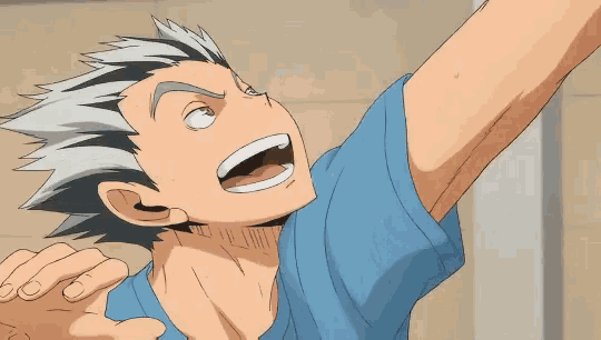 a close up of a cartoon character with white hair