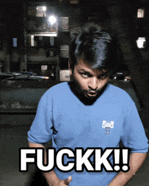 a man wearing a blue shirt with the number 99 on it says fuckk