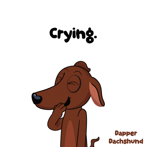 a cartoon of a dachshund is crying