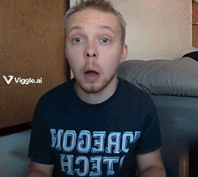 a man wearing a t-shirt that says " woojack hoot " looks surprised