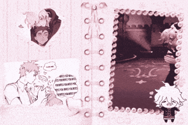 a collage of drawings and a picture of a girl with the words " and literally komahina " on the bottom