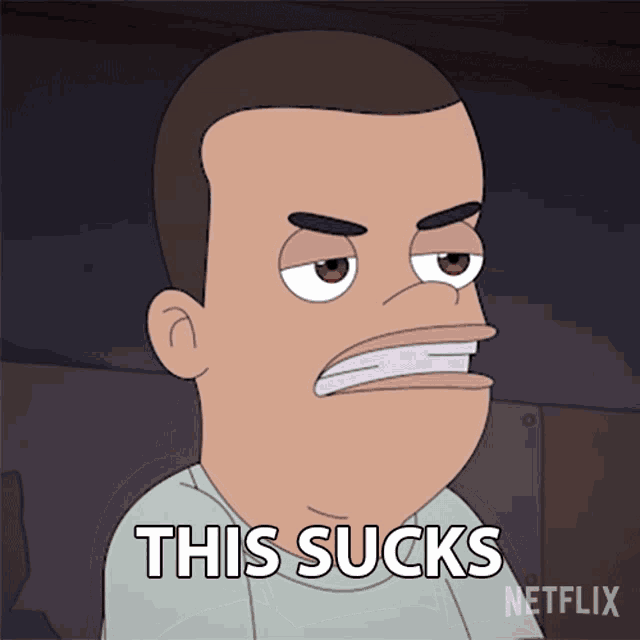 a cartoon character says this sucks in a netflix ad