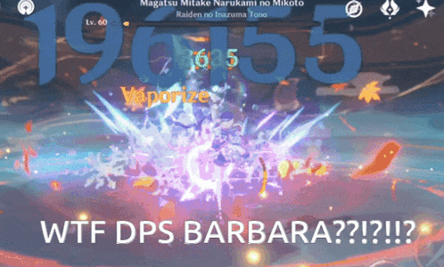 a screenshot of a video game with the words wtf dps barbara on the bottom