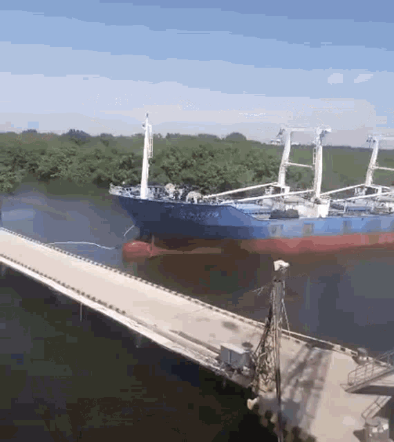 Ship Crashes Bridge GIF - Ship Crashes Bridge Ship GIFs