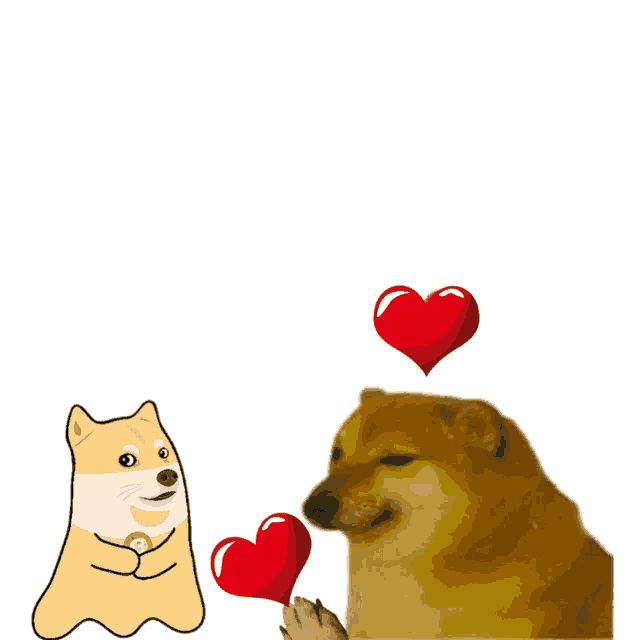 a doge giving a high five to another doge