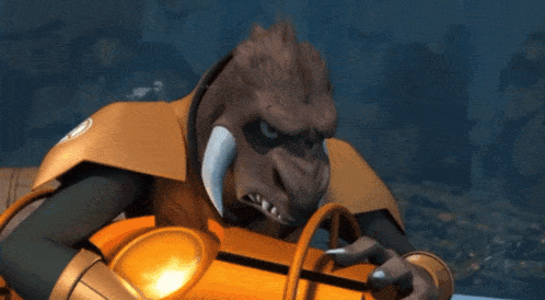 a cartoon gorilla is holding a steering wheel in his hand