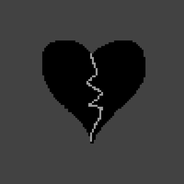 a pixel art drawing of a broken heart