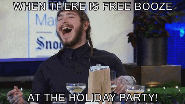 Post Malone Post Malone Laugh GIF - Post Malone Post Malone Laugh Holiday Party GIFs