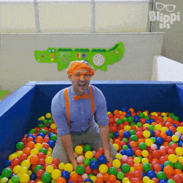 Playing In The Ball Pit Blippi GIF - Playing In The Ball Pit Blippi Blippi Wonders Educational Cartoons For Kids GIFs