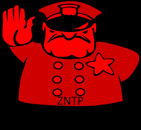 a cartoon of a police officer with the letters zntp on his chest