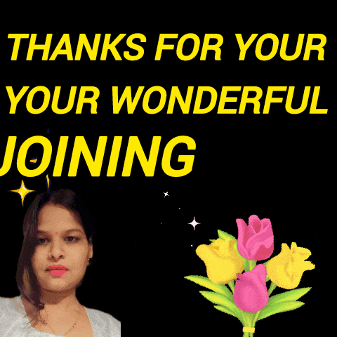 a sign that says thanks for your wonderful joining with a picture of a woman and flowers