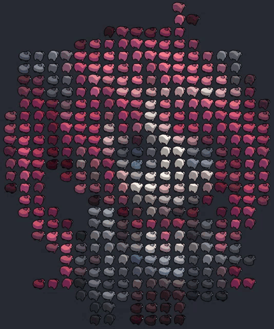 a grid of sheep in different shades of pink and gray