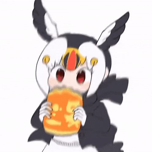 a penguin is eating a pancake with its mouth open .