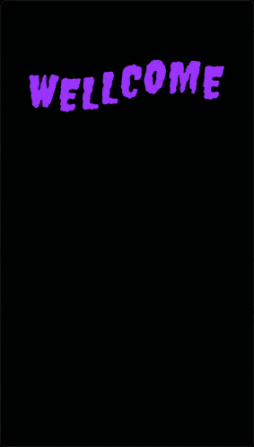 a purple welcome sign with a hand making a heart