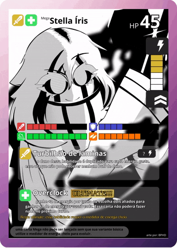 a card that says mega stella iris and has a character on it