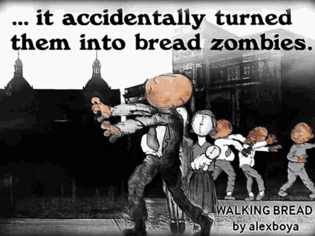 a poster that says walking bread by alex boya