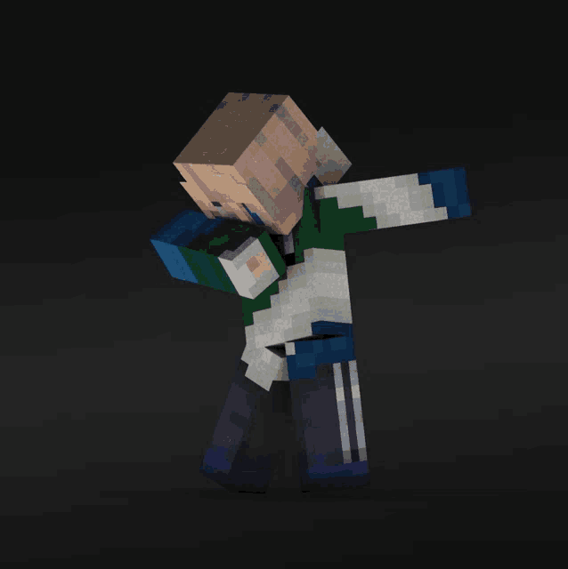 a minecraft character is holding another minecraft character