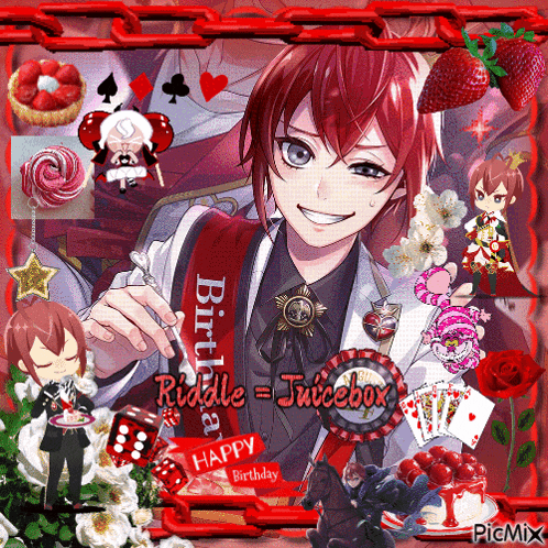 a picture of a boy with red hair and a sash that says birthday
