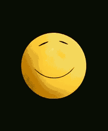 a yellow smiley face with its eyes closed and a smile on its face on a black background .