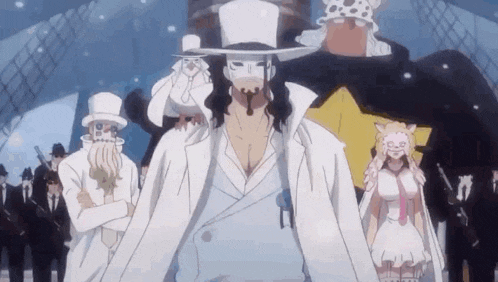 a group of people are standing next to each other in a cartoon .