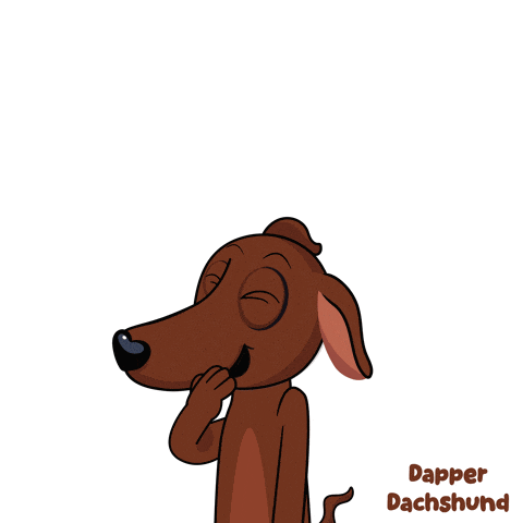 a cartoon of a dachshund with the name dapper dachshund written below it