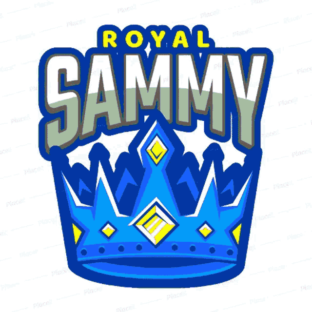 a logo for royal sammy with a blue crown on top