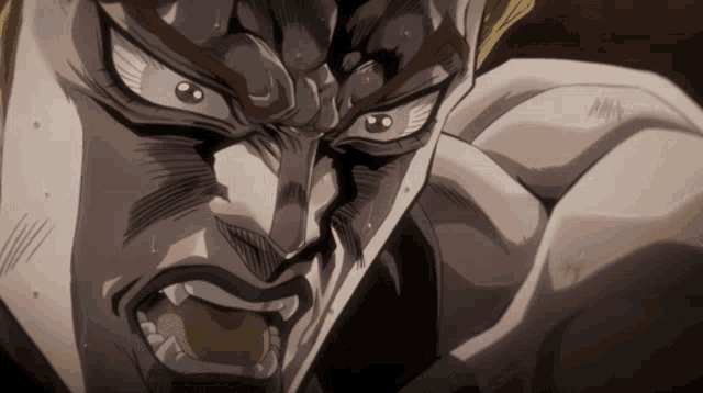 a close up of a cartoon character 's face with red eyes
