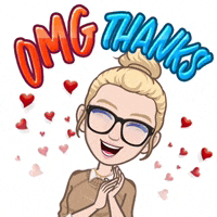 a cartoon girl with glasses and a bun says omg thanks .