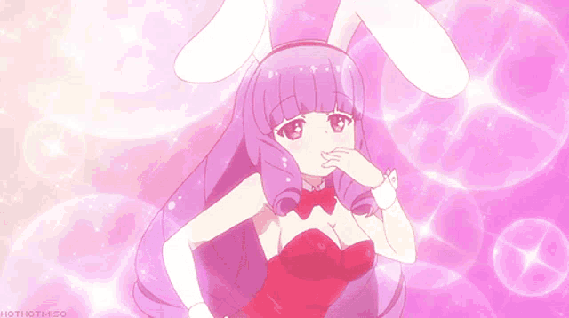 a picture of a girl with bunny ears and the words hothotmiso