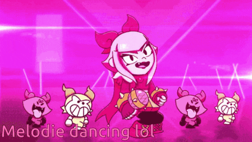 a cartoon of a girl dancing with the words melodie dancing lol on the bottom