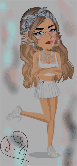 a drawing of a girl with a bandana on her head and the letter a on the bottom