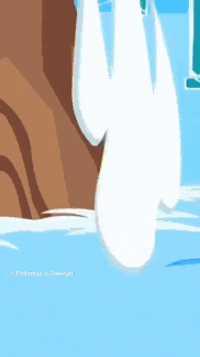 a cartoon drawing of a swan swimming in the water .