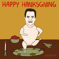 a happy hanksgiving card with a naked man